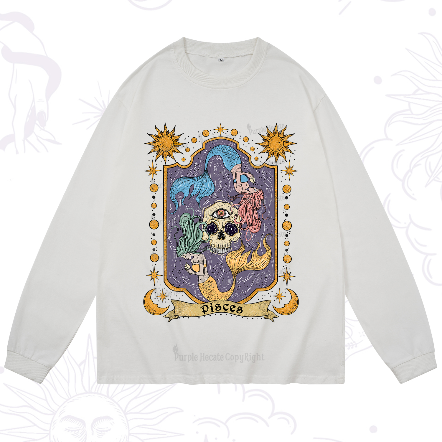 Purplehecate Pisces Zodiac Long Sleeve T-Shirt
