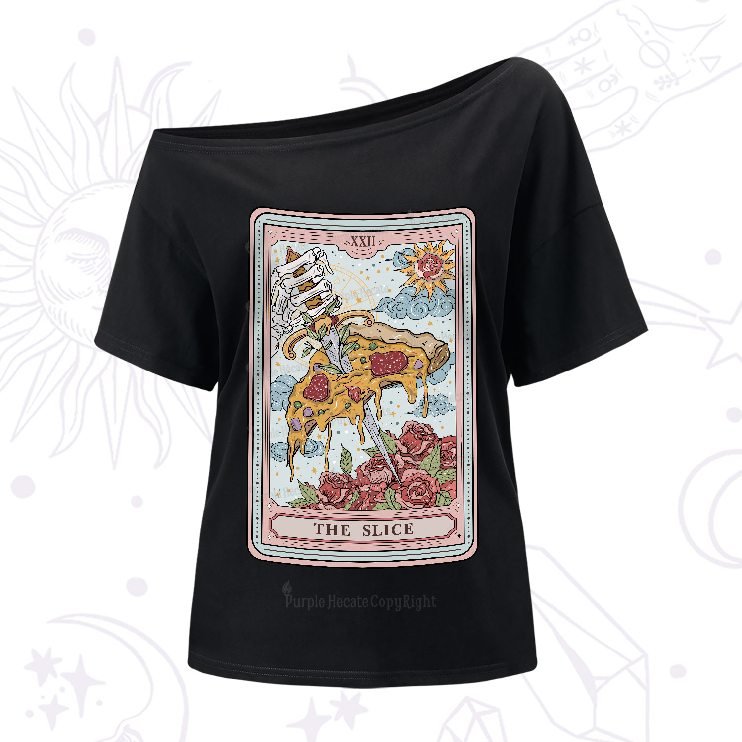 Purplehecate The Slice Food Tarot One-Shoulder T-Shirt