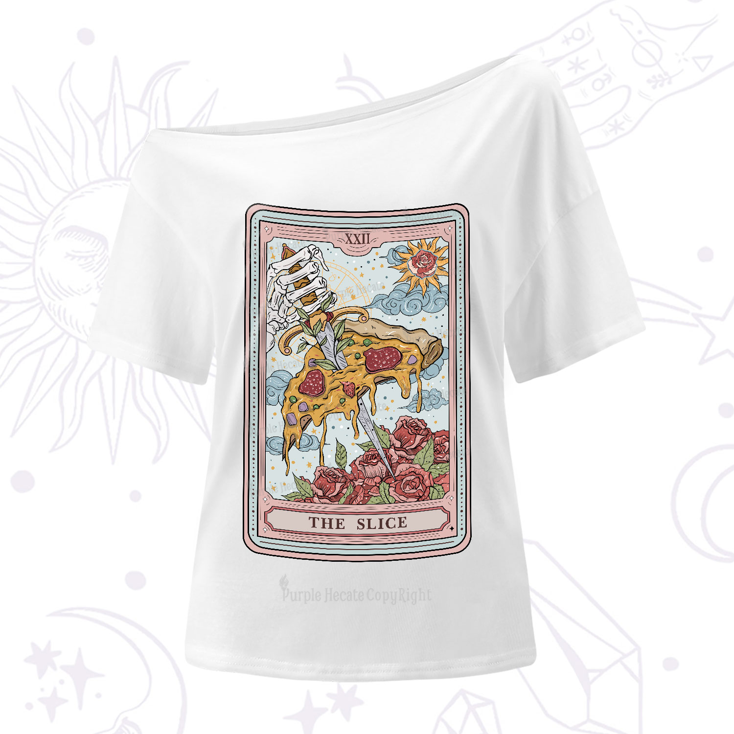 Purplehecate The Slice Food Tarot One-Shoulder T-Shirt