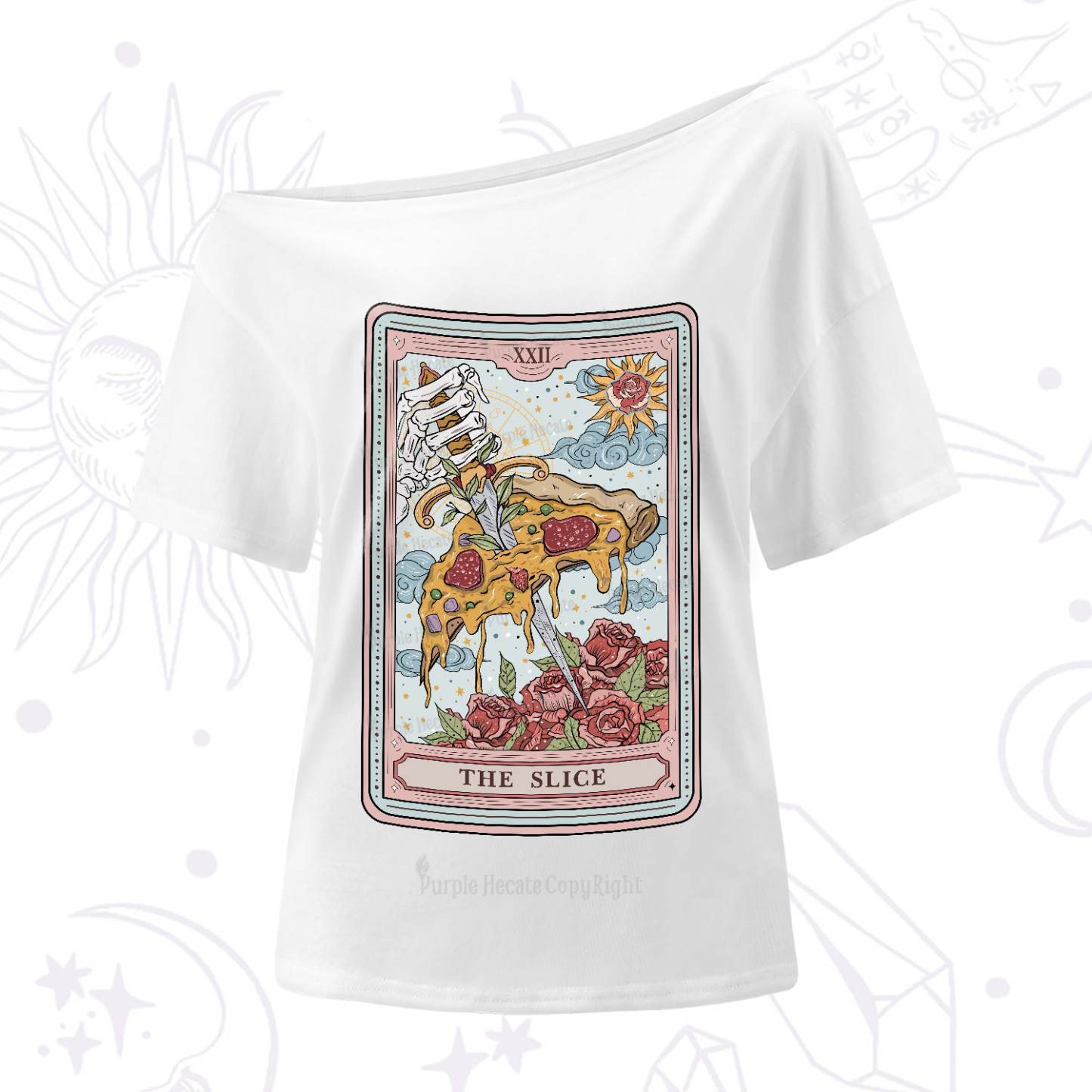 Purplehecate The Slice Food Tarot One-Shoulder T-Shirt