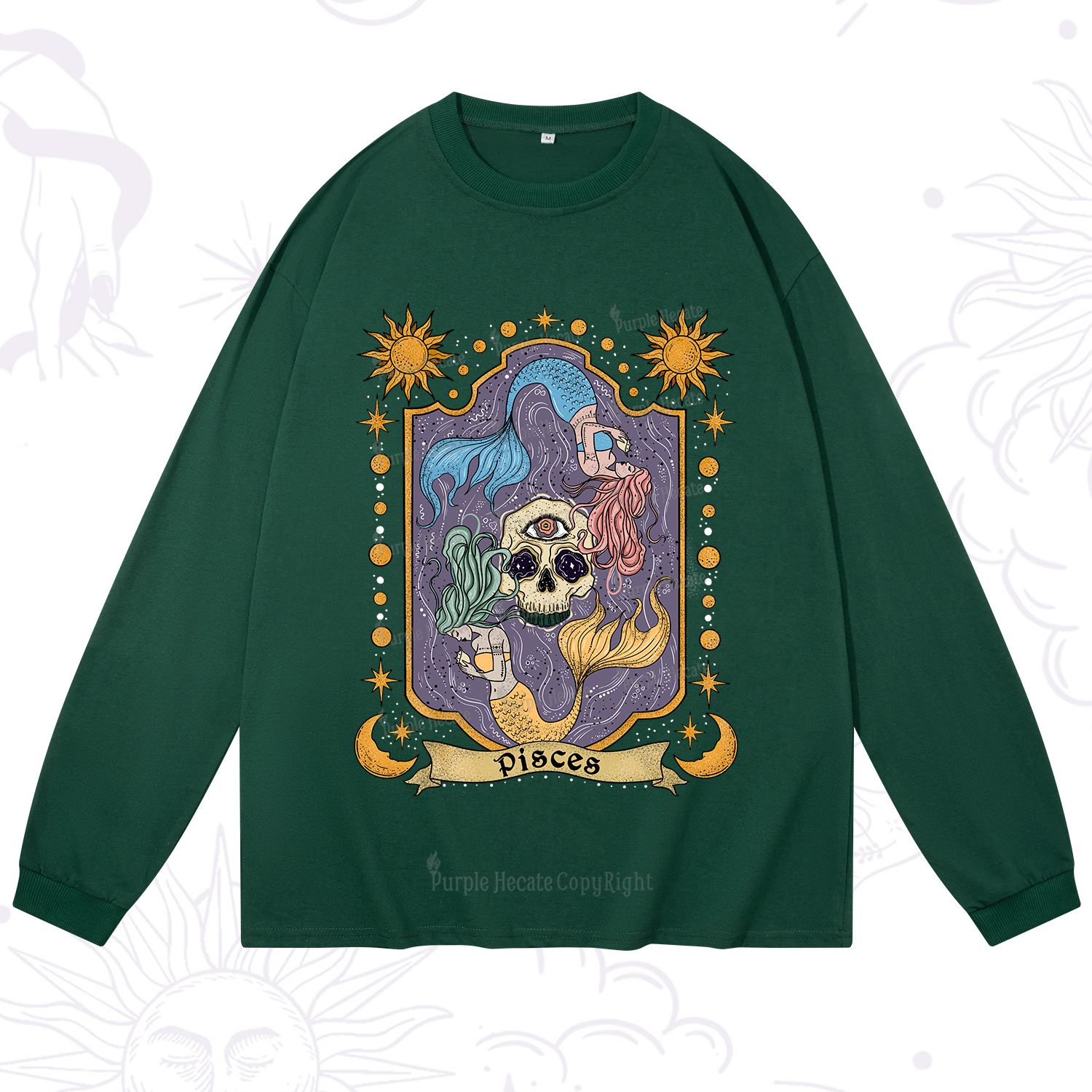 Purplehecate Pisces Zodiac Long Sleeve T-Shirt