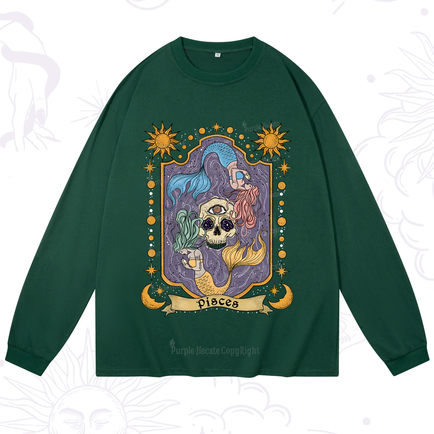 Purplehecate Pisces Zodiac Long Sleeve T-Shirt