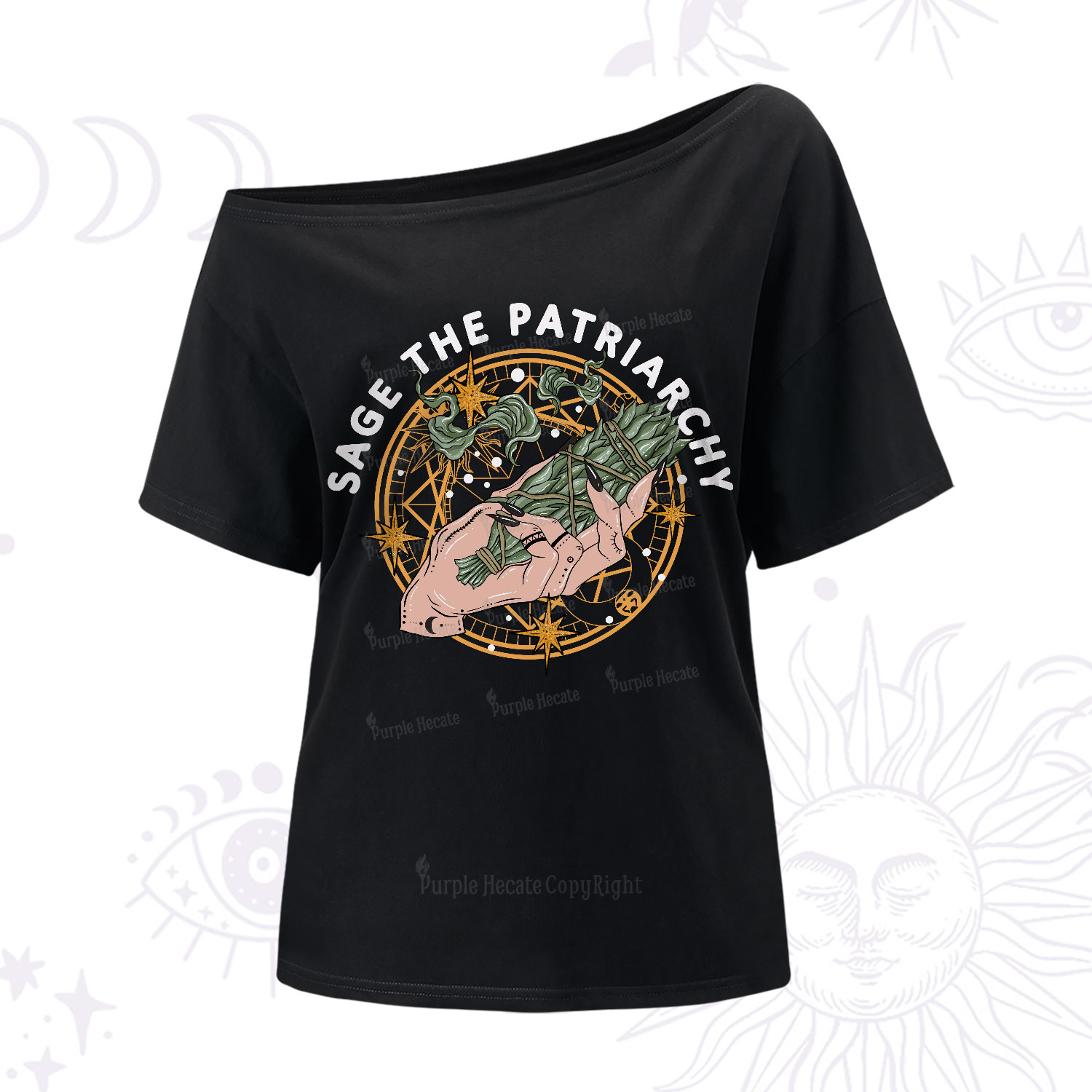 Purplehecate Sage The Patriarchy One-Shoulder T-Shirt