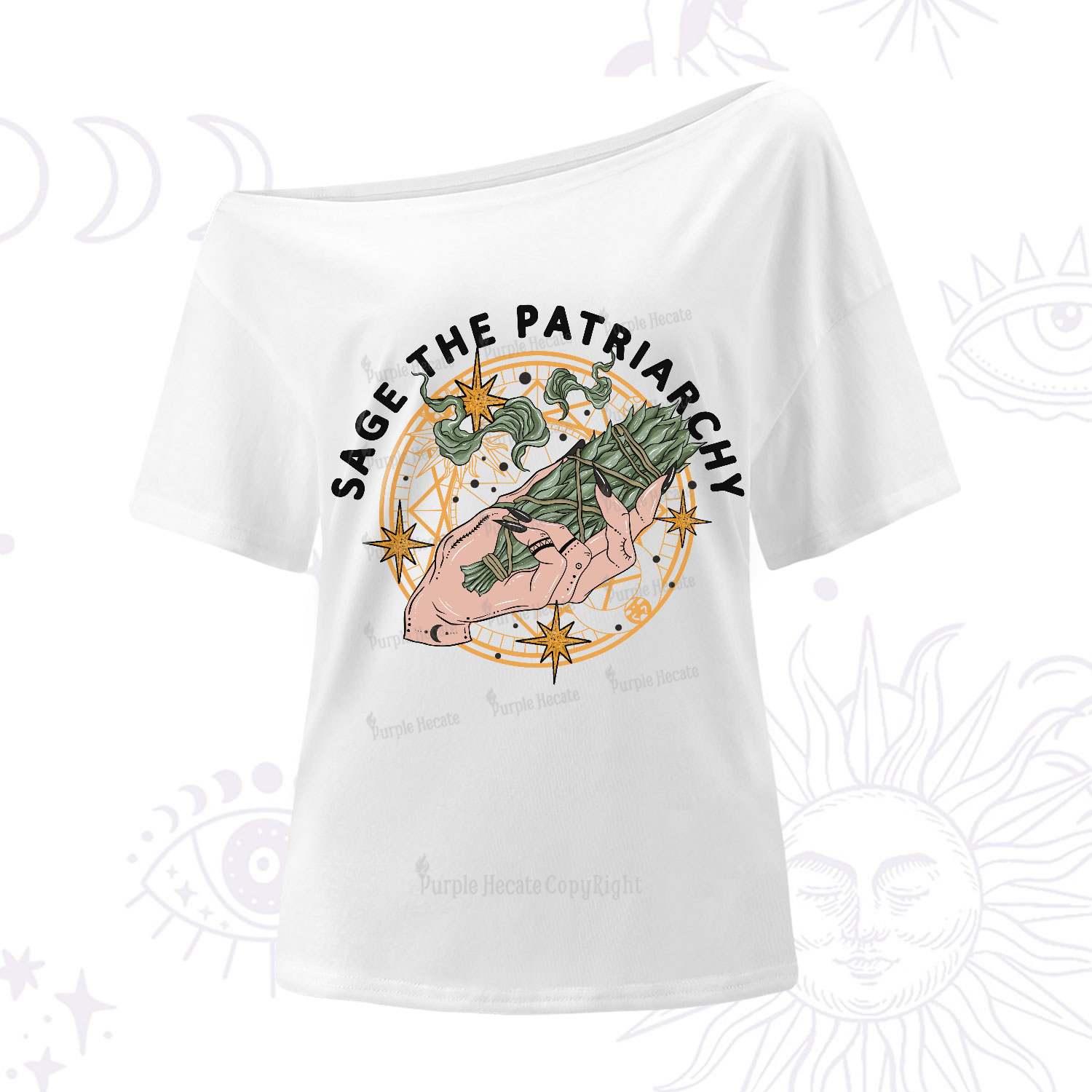 Purplehecate Sage The Patriarchy One-Shoulder T-Shirt