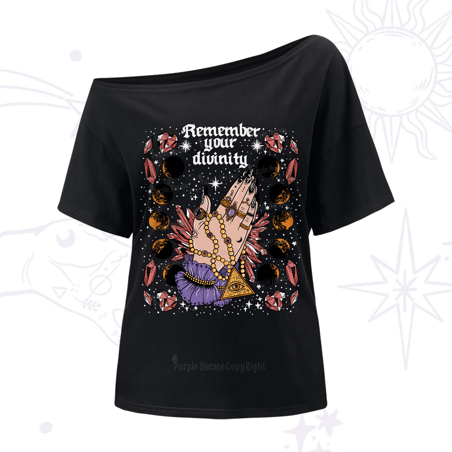 Purplehecate Remember Your Divinity One-Shoulder T-Shirt