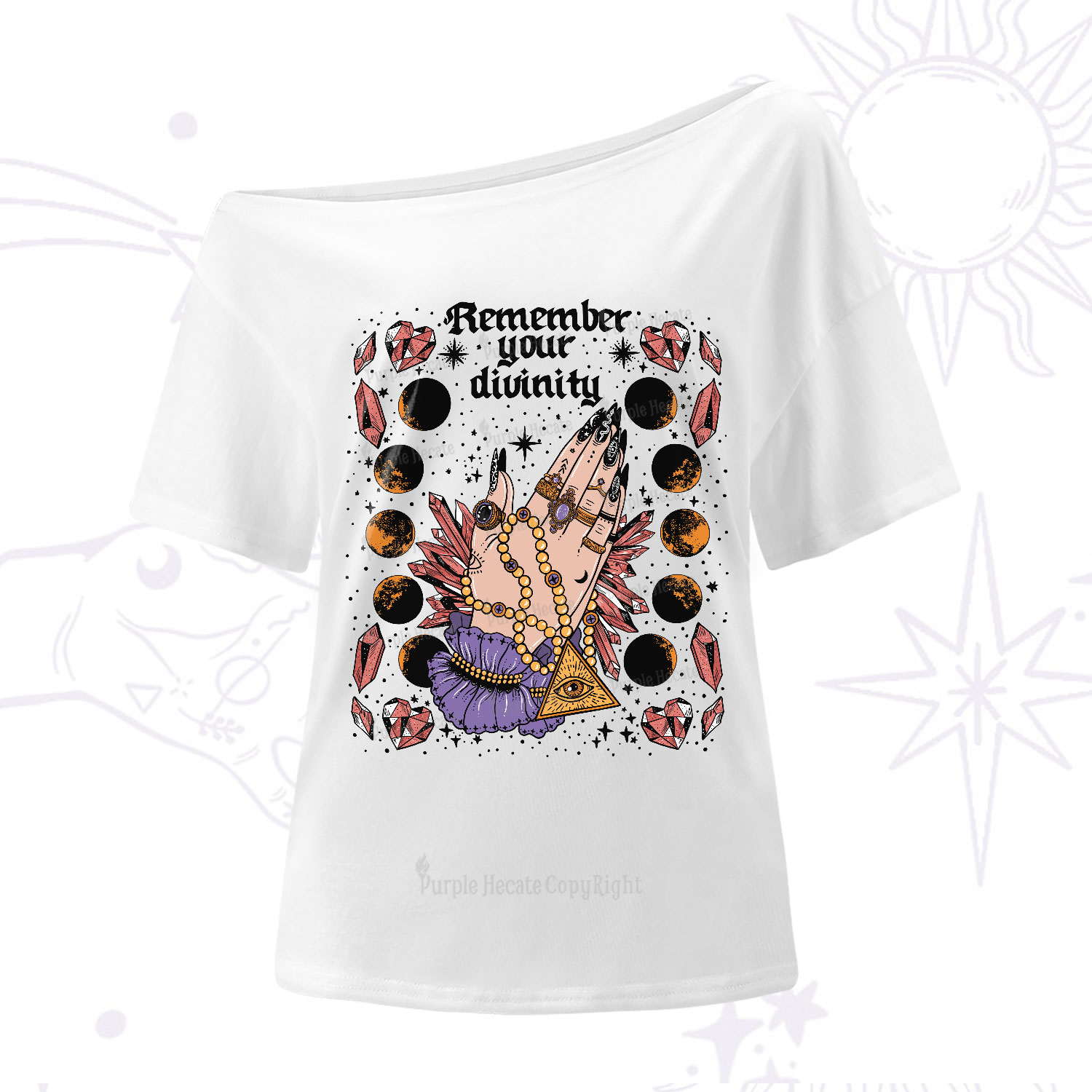Purplehecate Remember Your Divinity One-Shoulder T-Shirt