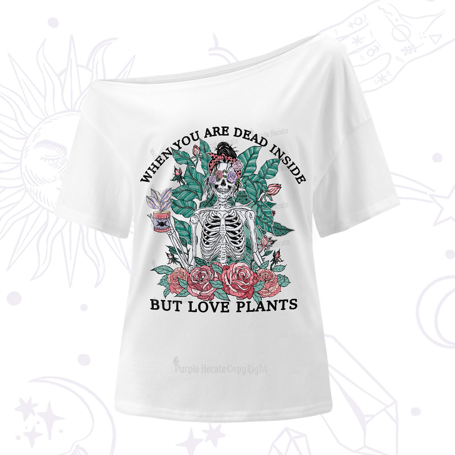 Purplehecate When You Dead Inside One-Shoulder T-Shirt