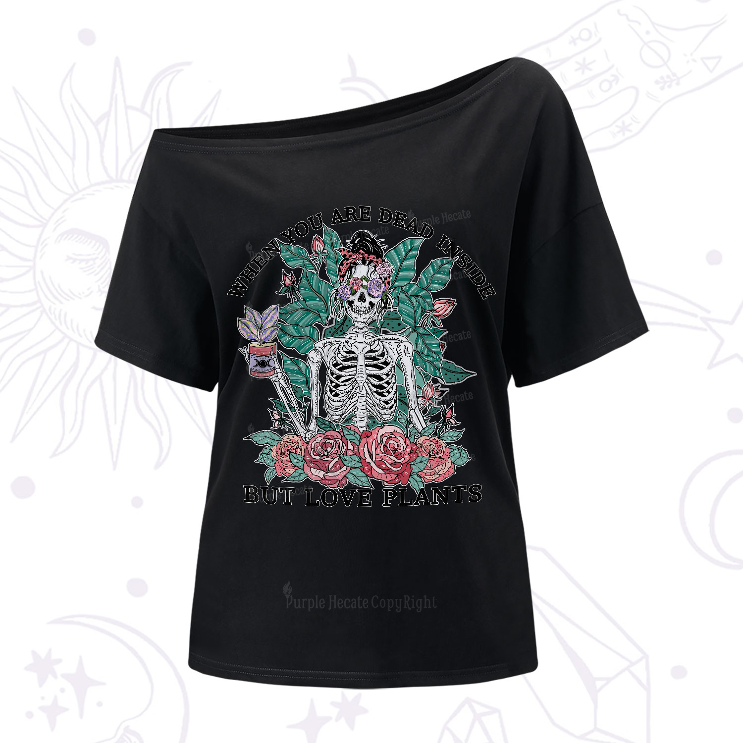 Purplehecate When You Dead Inside One-Shoulder T-Shirt