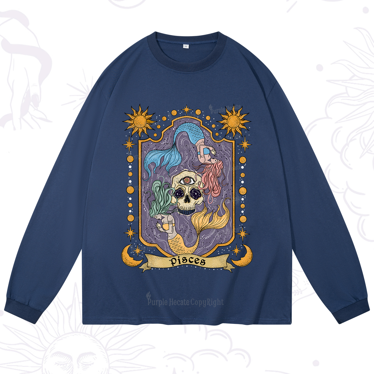 Purplehecate Pisces Zodiac Long Sleeve T-Shirt