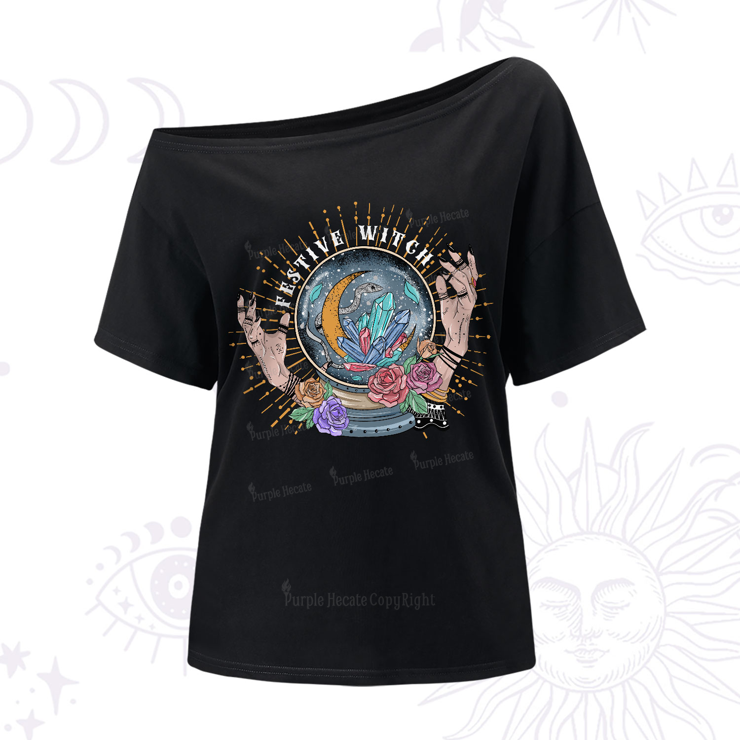 Purplehecate Festive Witch One-Shoulder T-Shirt