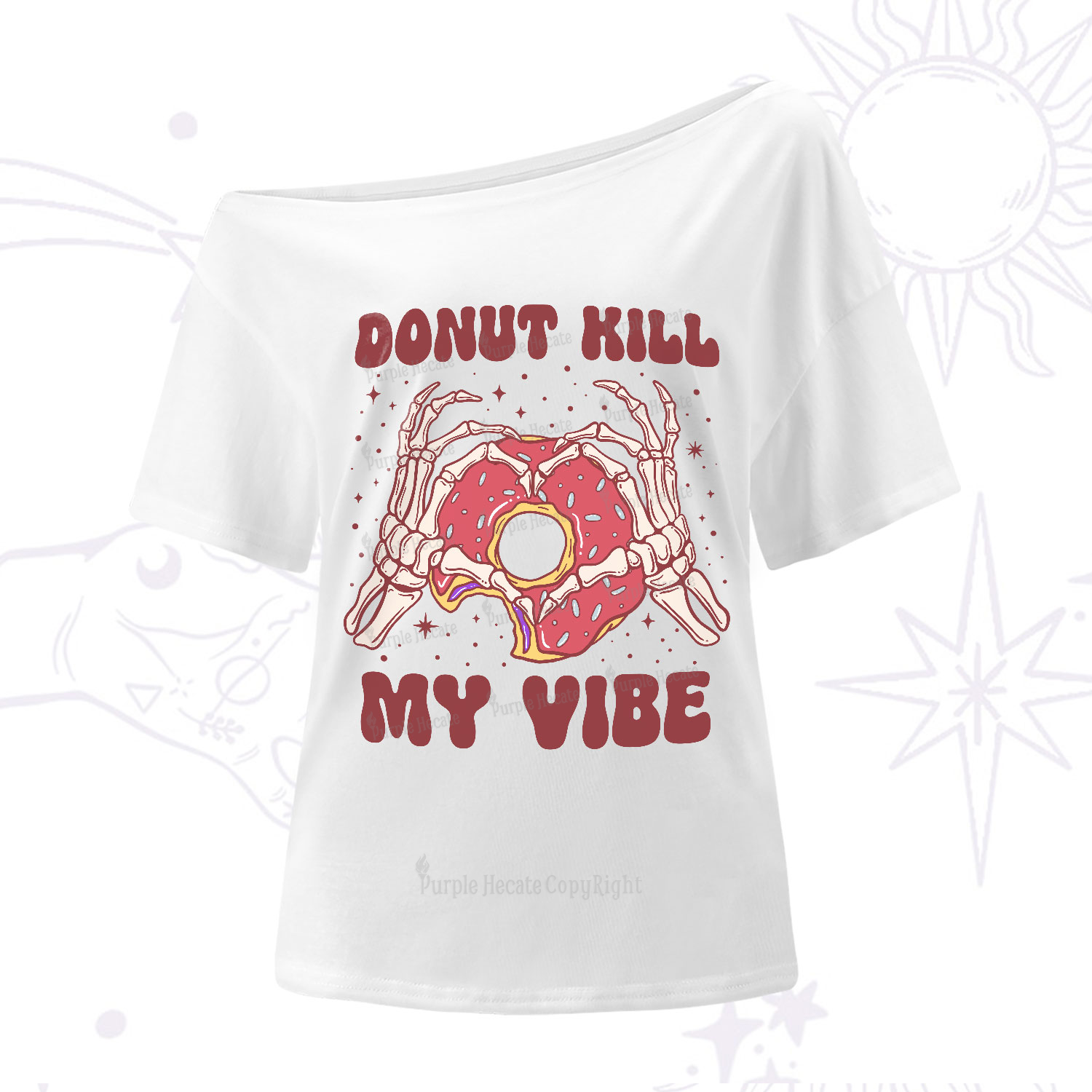 Purplehecate Donut Kill My Vibe One-Shoulder T-Shirt
