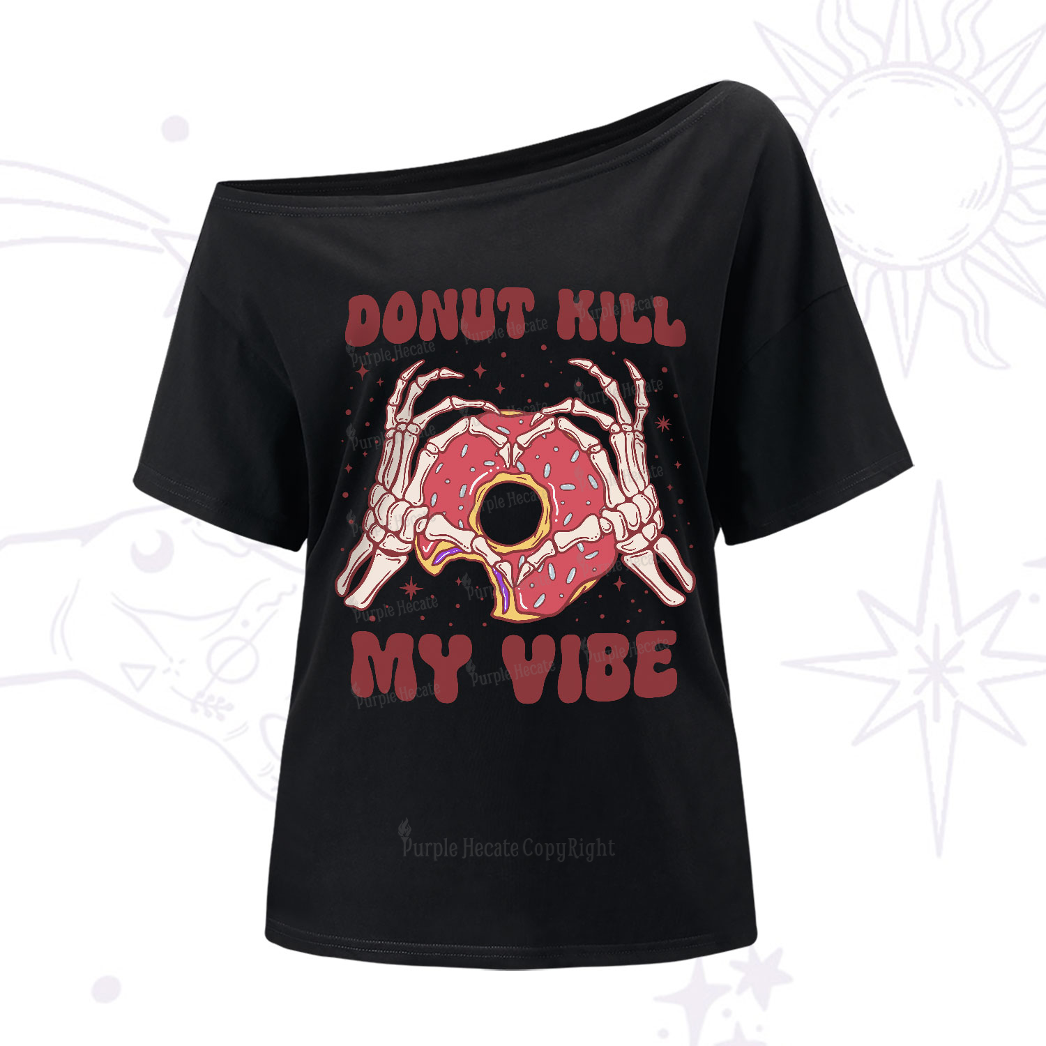 Purplehecate Donut Kill My Vibe One-Shoulder T-Shirt