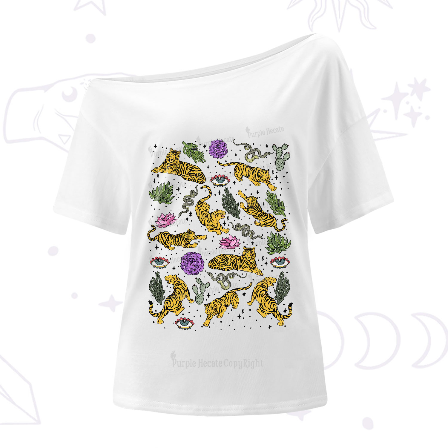 Purplehecate Desert Tiger One-Shoulder T-Shirt