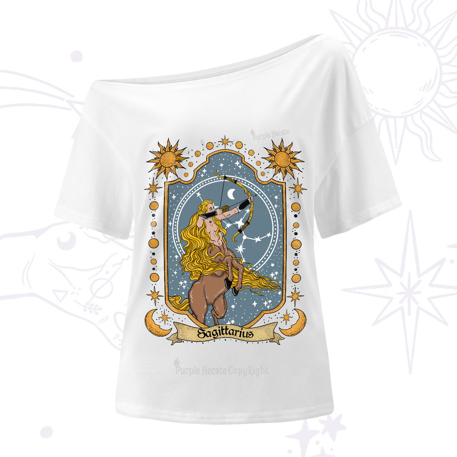 Purplehecate Sagittarius Zodiac One-Shoulder T-Shirt