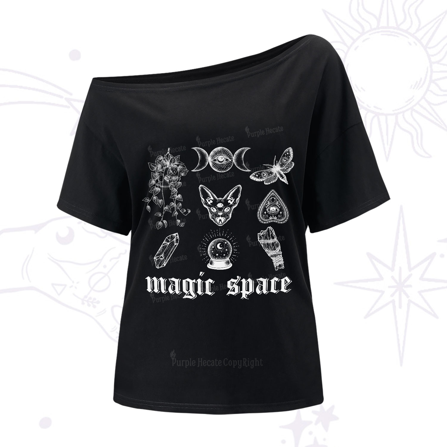 Purplehecate Magic Space One-Shoulder T-Shirt