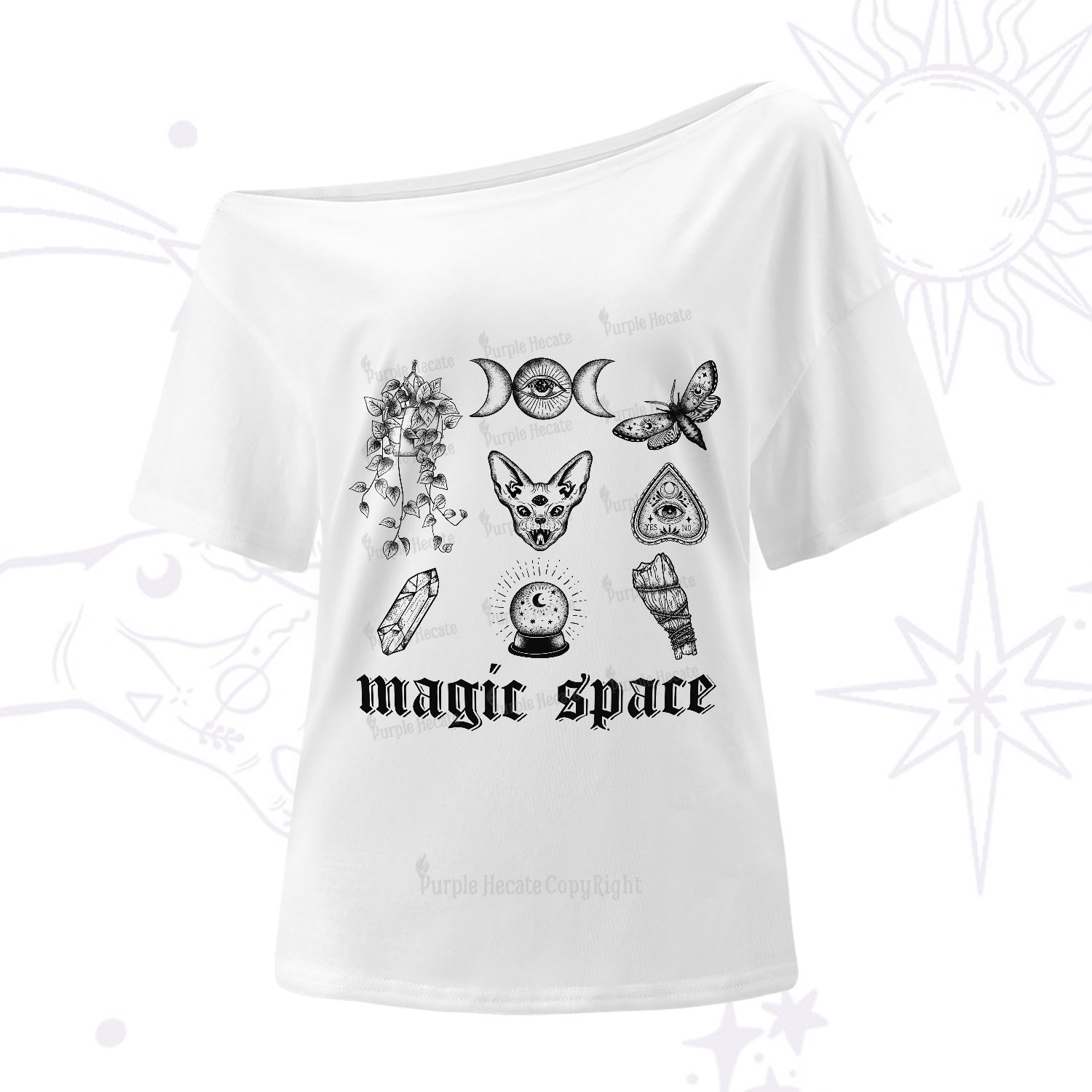 Purplehecate Magic Space One-Shoulder T-Shirt