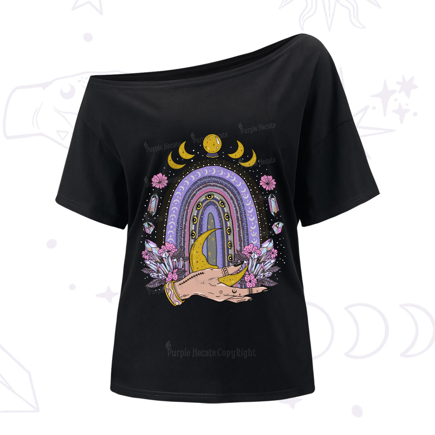 Purplehecate Magic Rainbow One-Shoulder T-Shirt