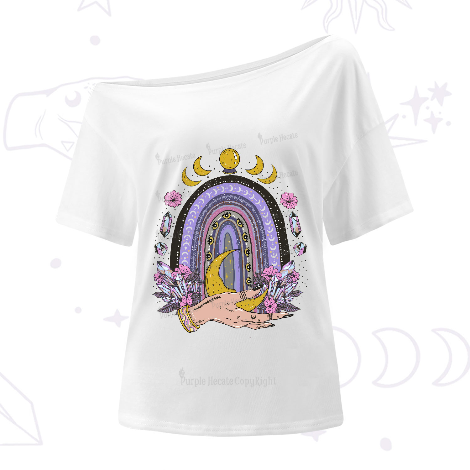 Purplehecate Magic Rainbow One-Shoulder T-Shirt