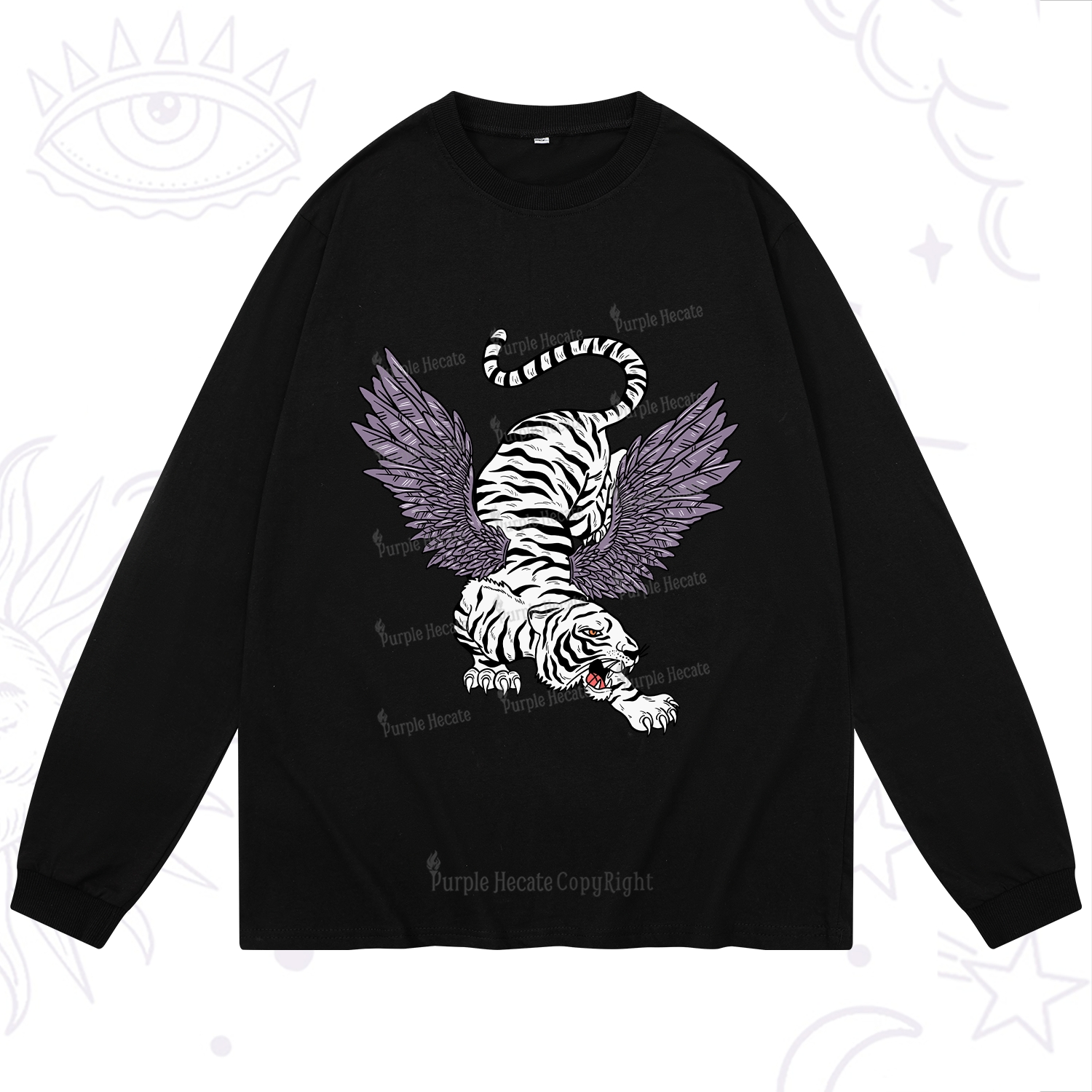 Purplehecate Tiger With Wings Long Sleeve T-Shirt