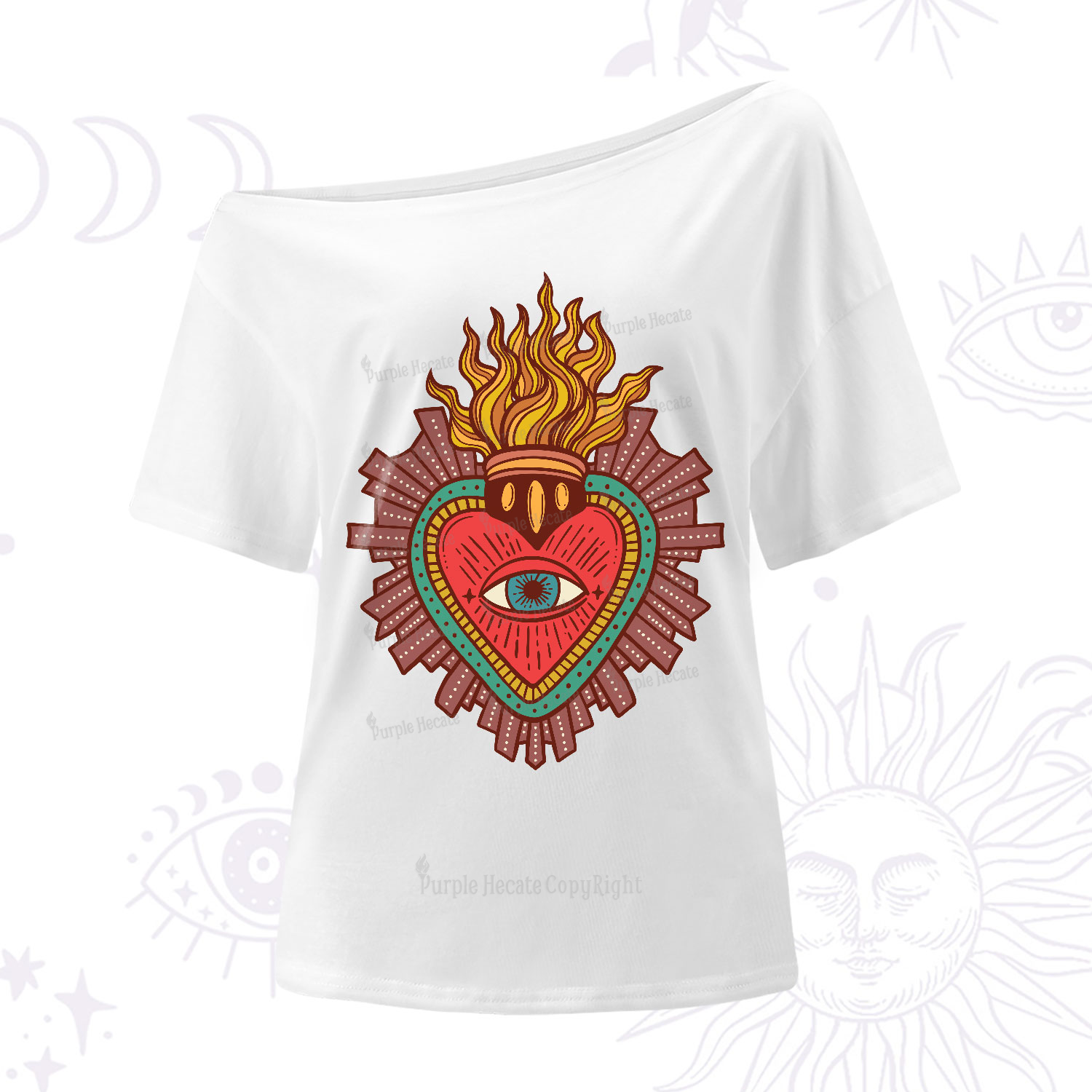 Purplehecate Sacred Heart One-Shoulder T-Shirt