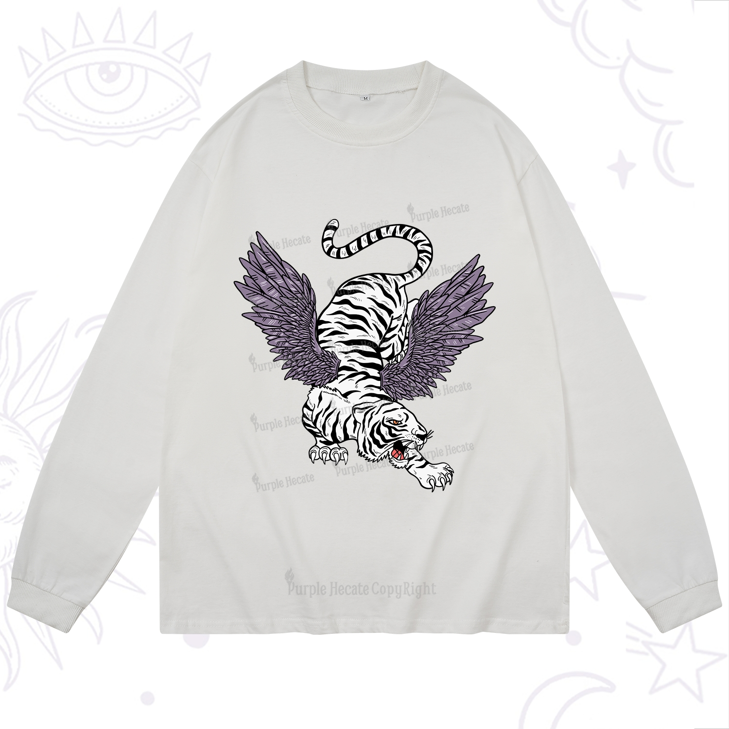 Purplehecate Tiger With Wings Long Sleeve T-Shirt