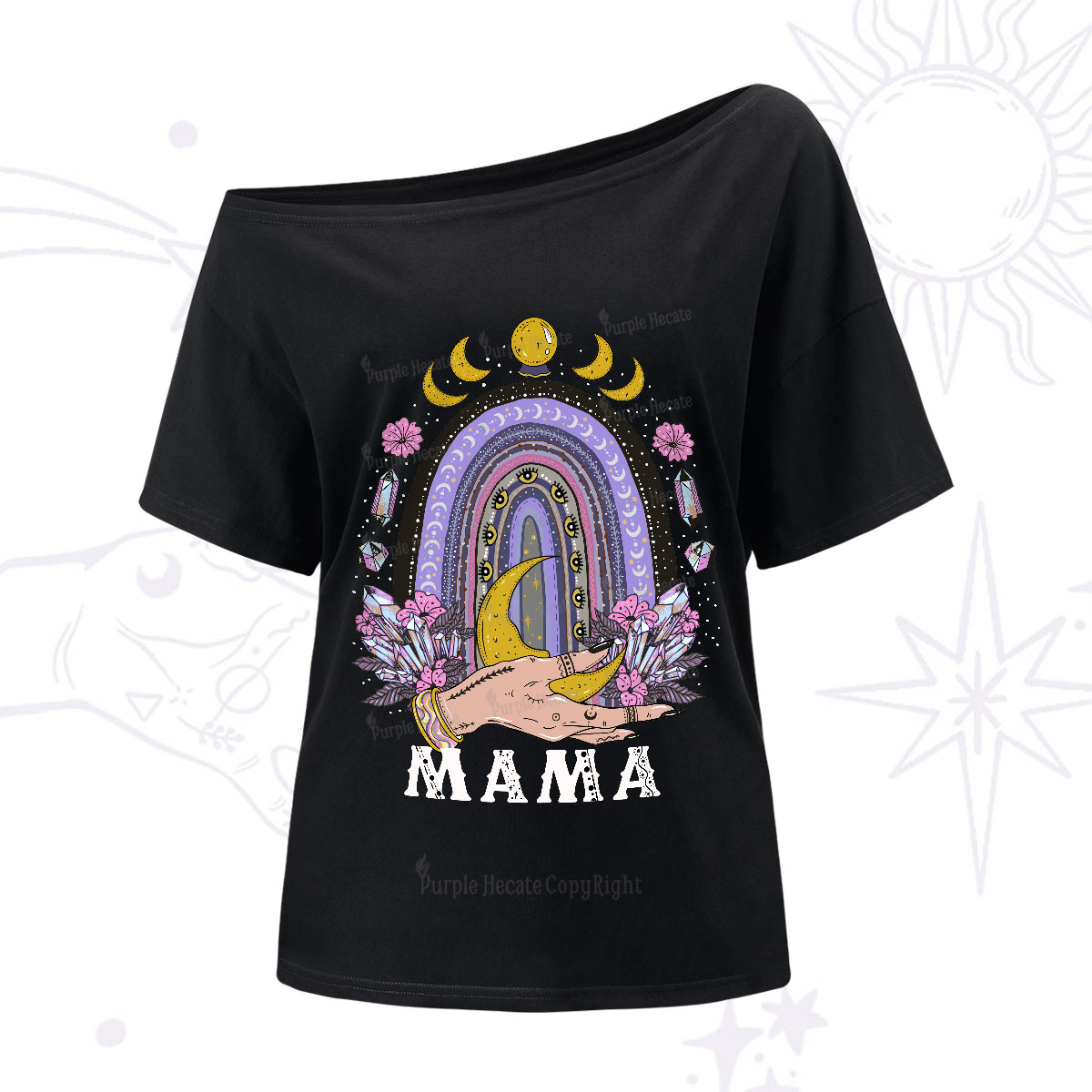 Purplehecate Gothic Mama Rainbow One-Shoulder T-Shirt