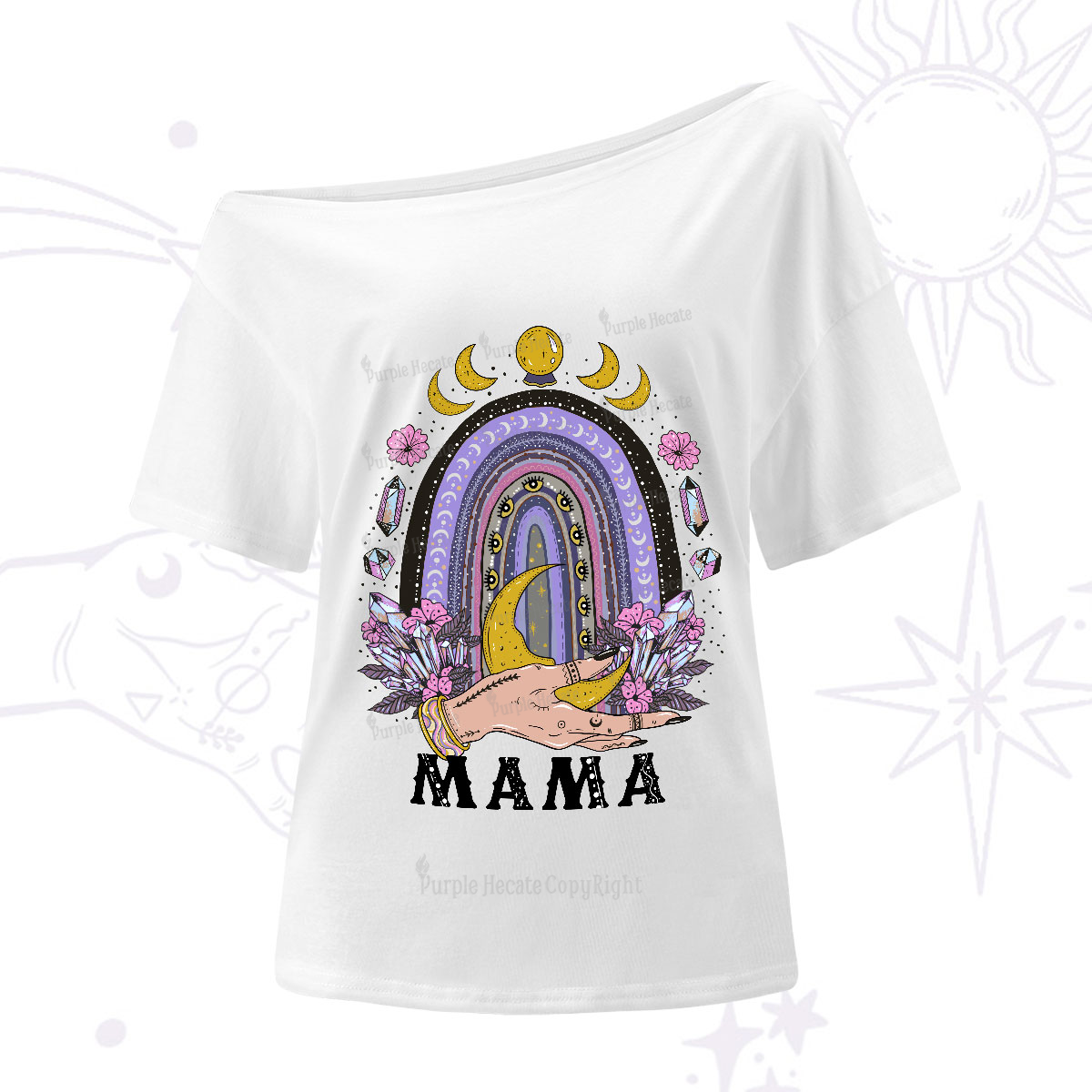Purplehecate Gothic Mama Rainbow One-Shoulder T-Shirt