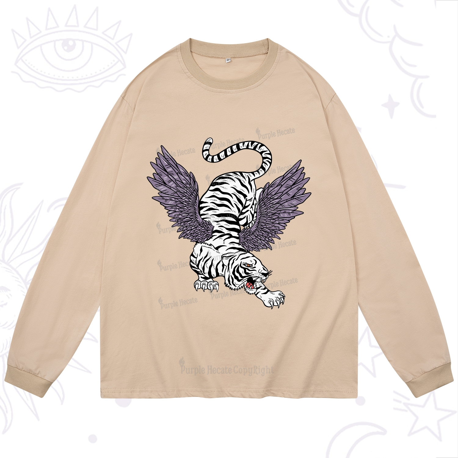 Purplehecate Tiger With Wings Long Sleeve T-Shirt