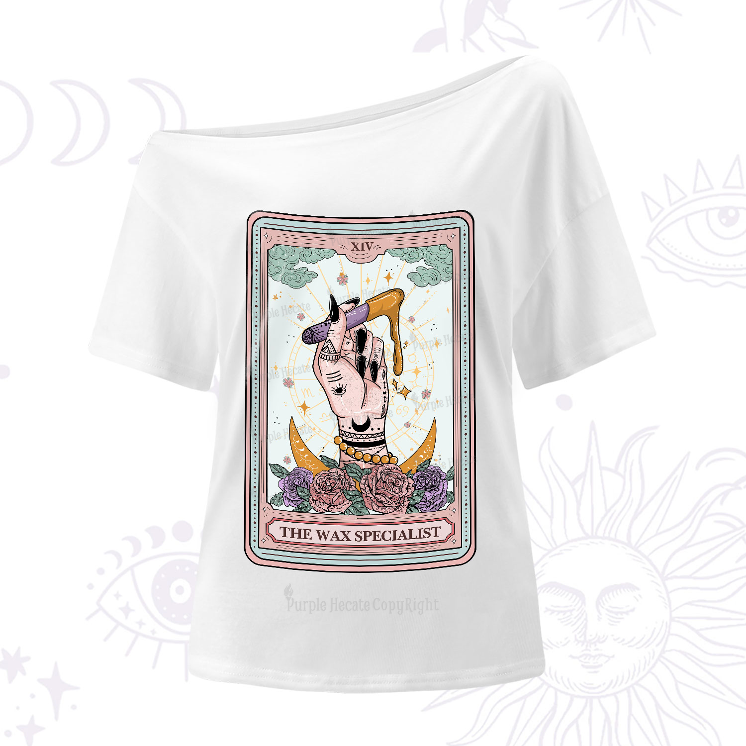 Purplehecate The Wax Specialist Tarot One-Shoulder T-Shirt