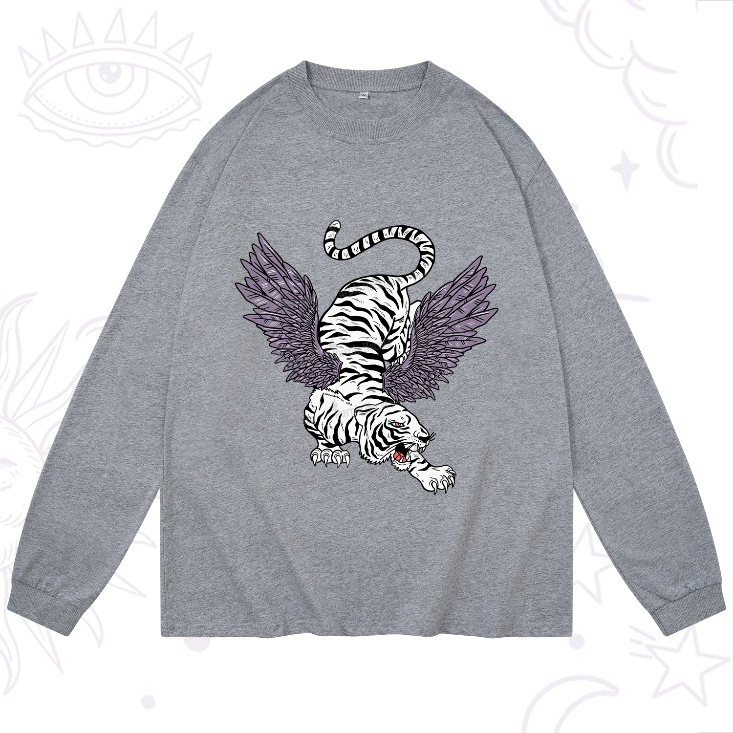 Purplehecate Tiger With Wings Long Sleeve T-Shirt