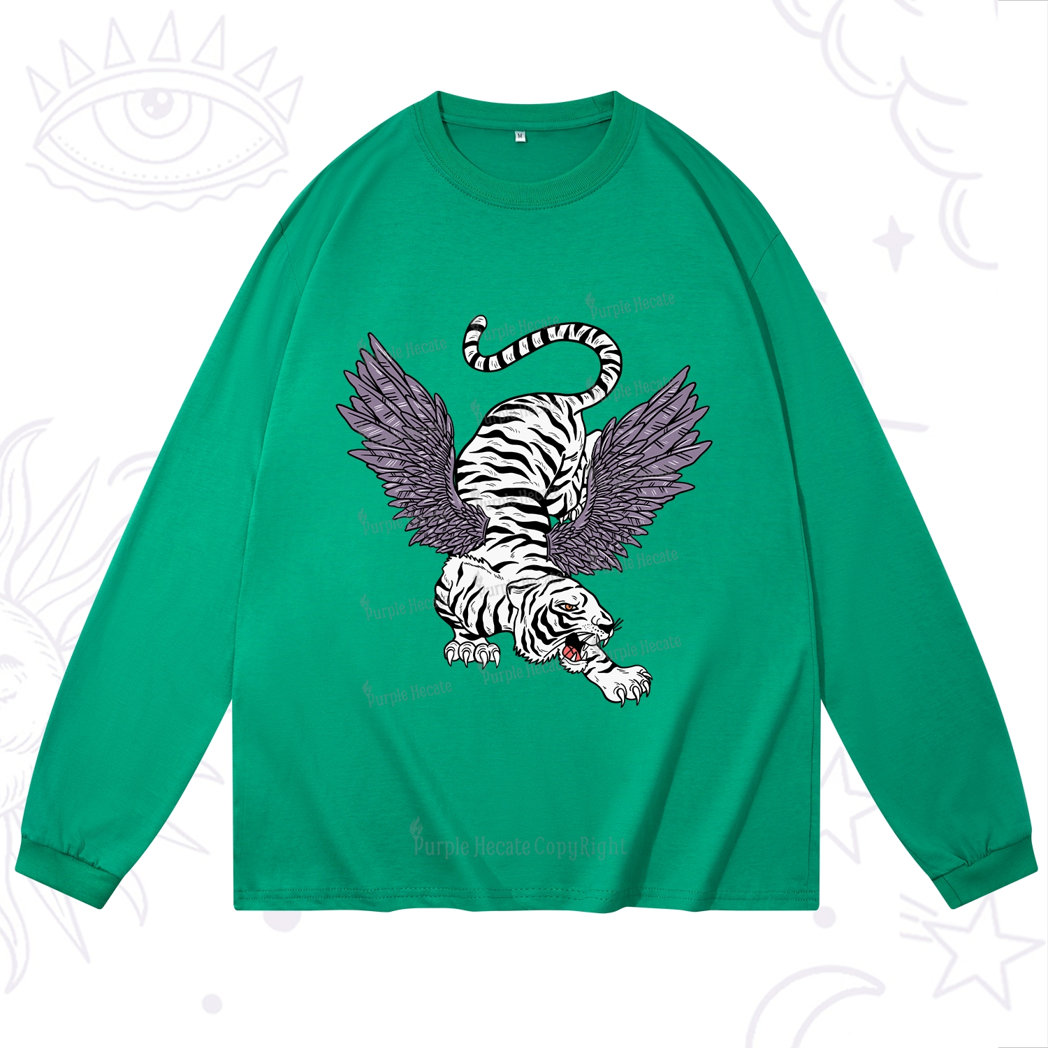 Purplehecate Tiger With Wings Long Sleeve T-Shirt