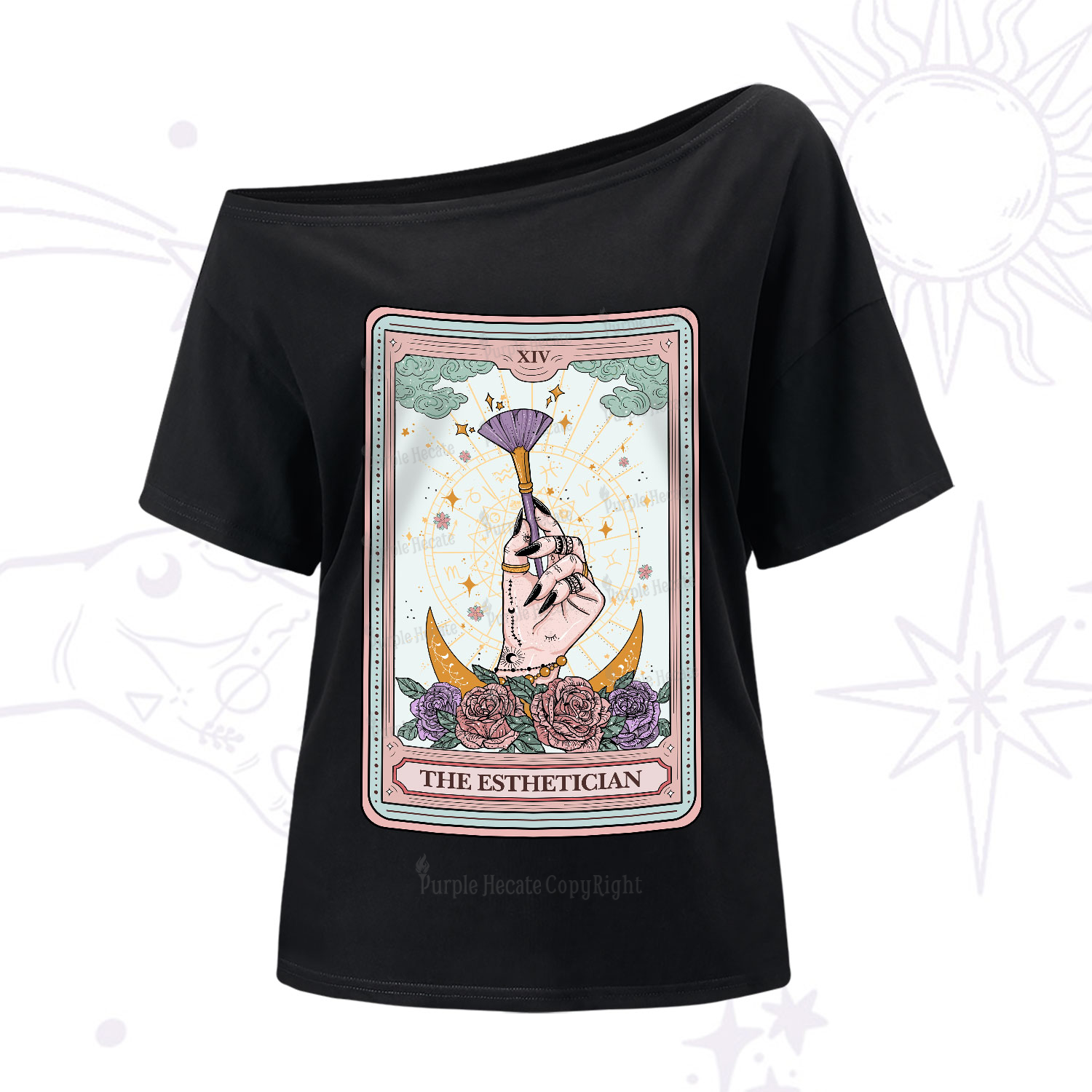 Purplehecate The Esthetician Tarot Card One-Shoulder T-Shirt
