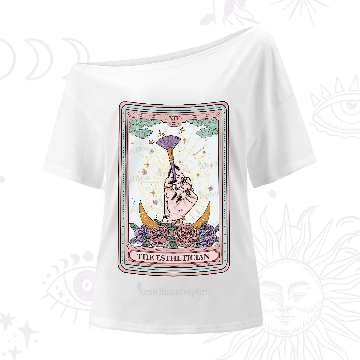 Purplehecate The Esthetician Tarot Card One-Shoulder T-Shirt