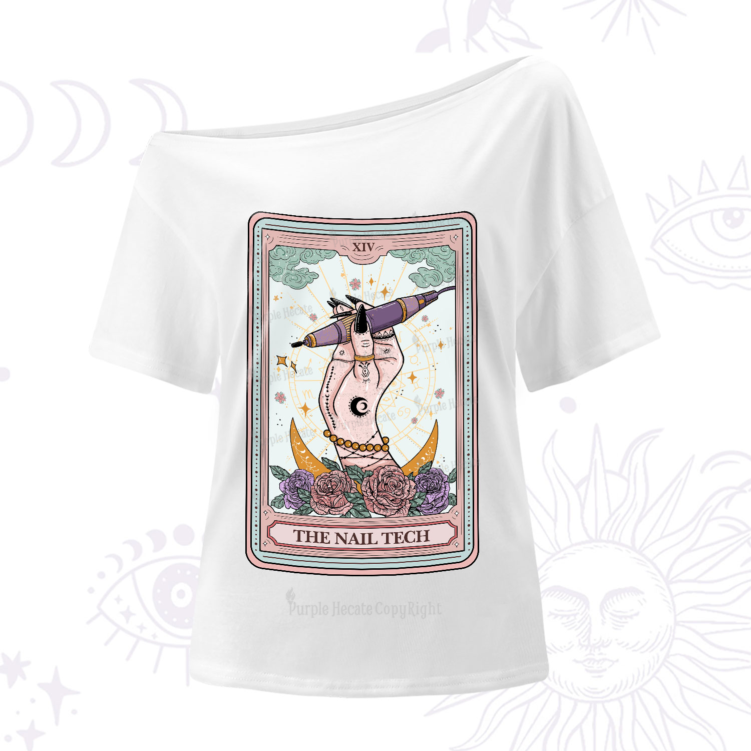 Purplehecate The Nail Tech Tarot Card One-Shoulder T-Shirt