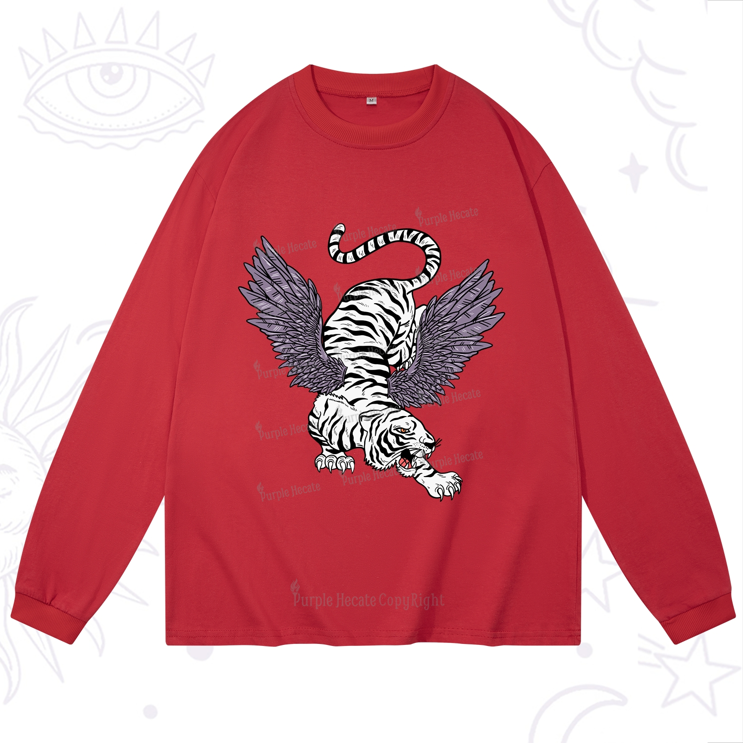 Purplehecate Tiger With Wings Long Sleeve T-Shirt