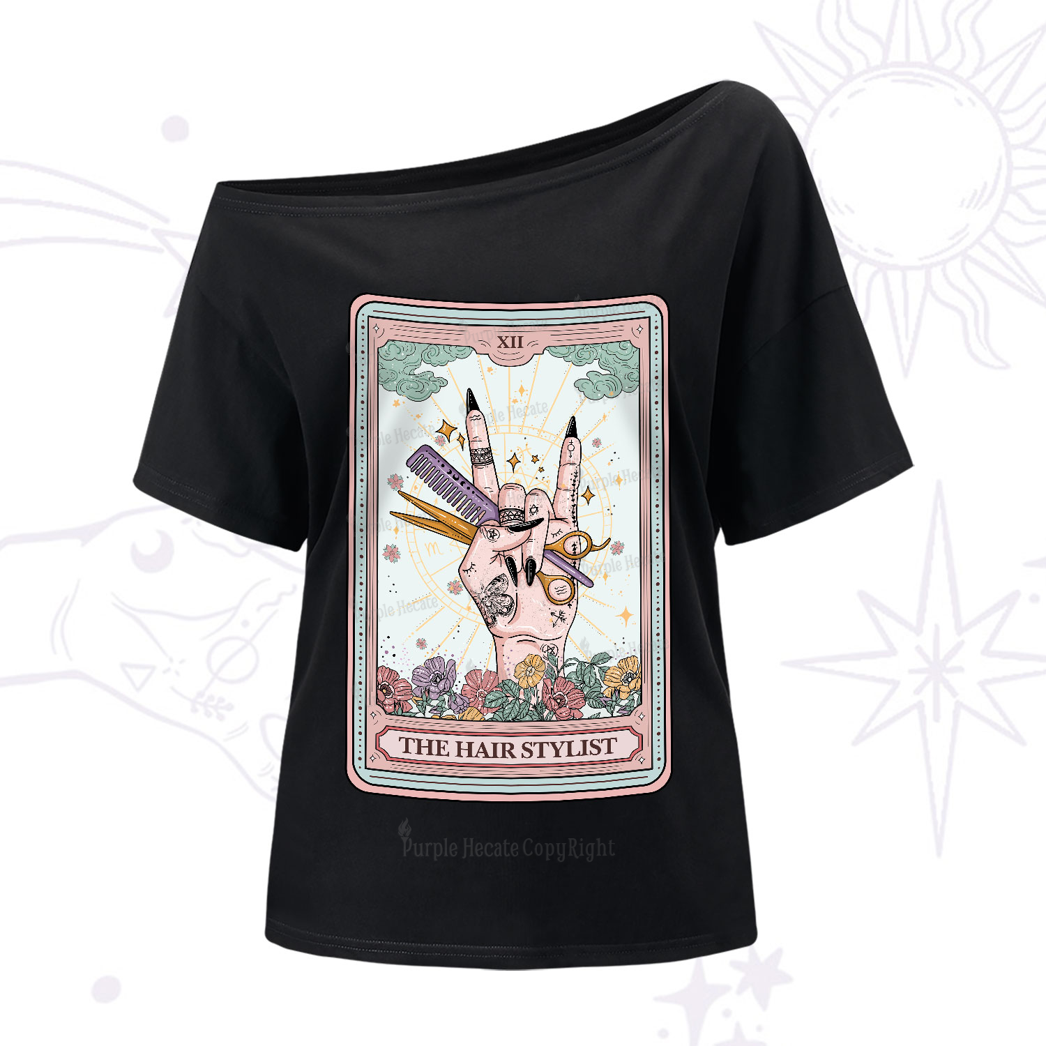 Purplehecate The Hair Stylist Tarot One-Shoulder T-Shirt