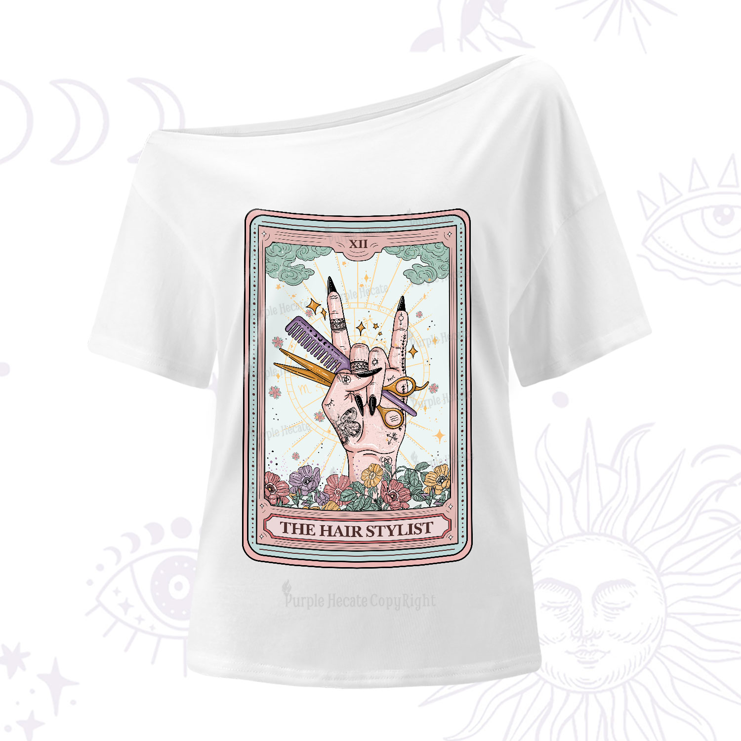 Purplehecate The Hair Stylist Tarot One-Shoulder T-Shirt