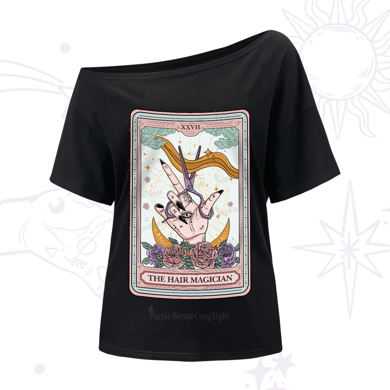 Purplehecate The Hair Magician Tarot One-Shoulder T-Shirt