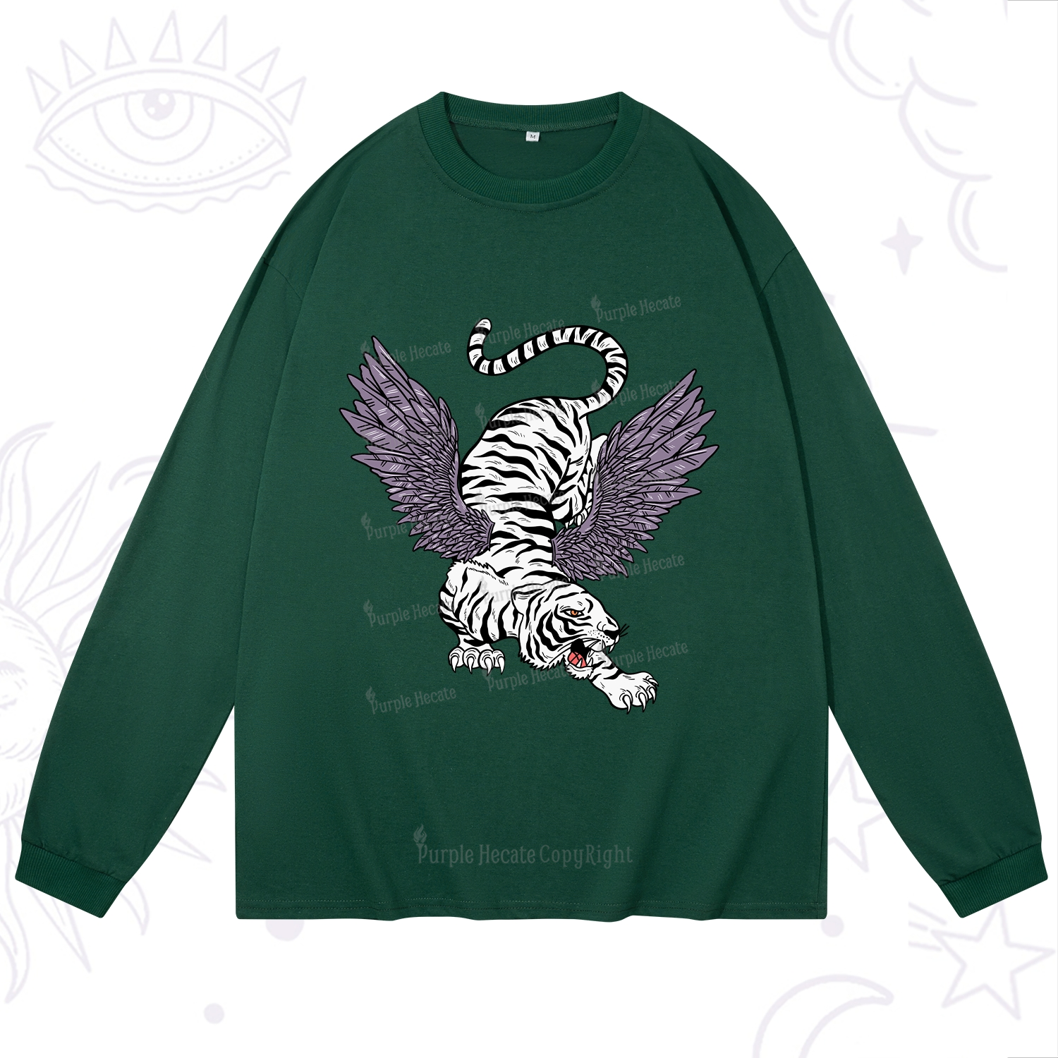 Purplehecate Tiger With Wings Long Sleeve T-Shirt