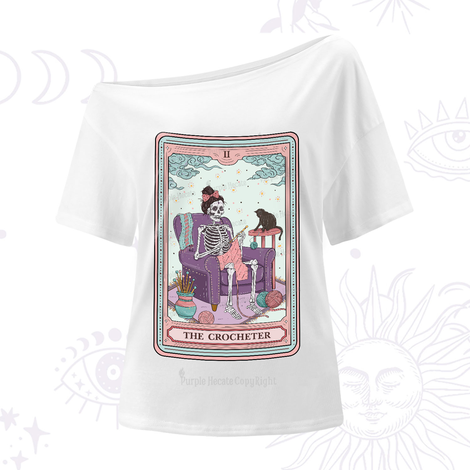 Purplehecate The Crocheter Tarot One-Shoulder T-Shirt