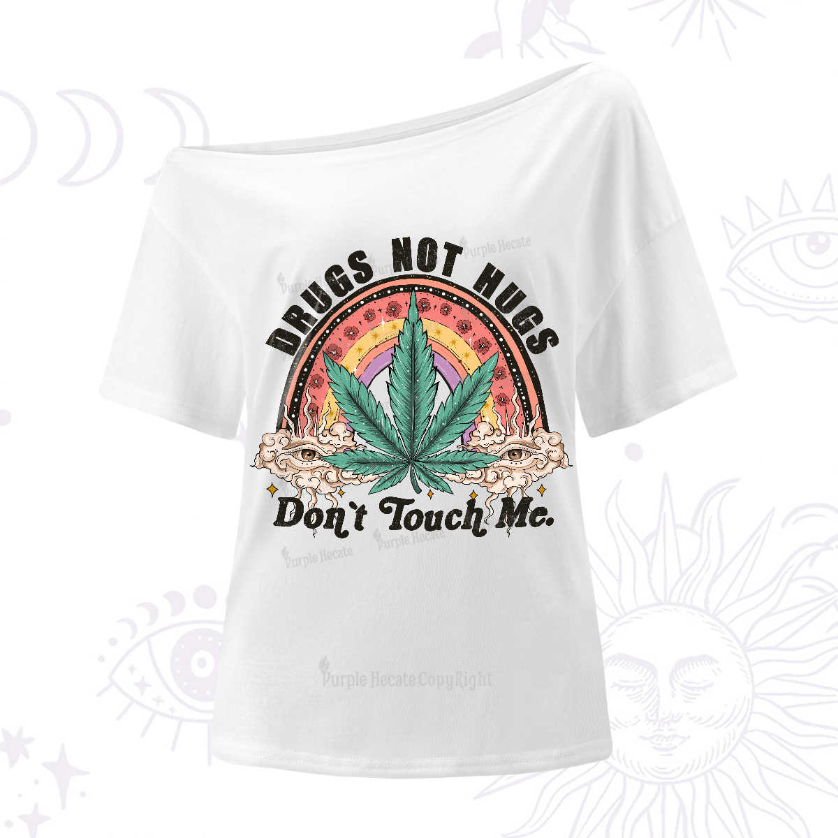Purplehecate Drugs Not Hugs One-Shoulder T-Shirt