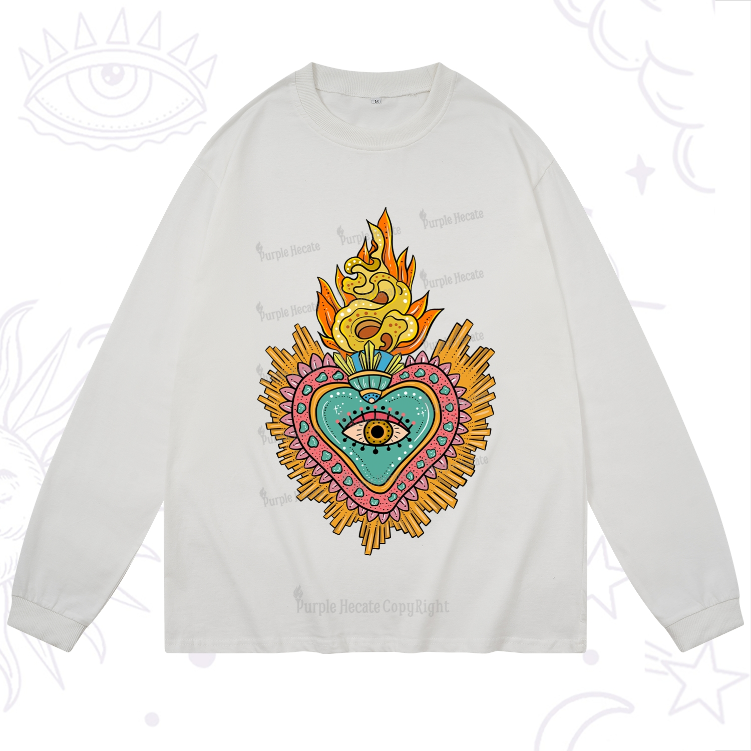 Purplehecate Rainbow Sacred Heart Long Sleeve T-Shirt