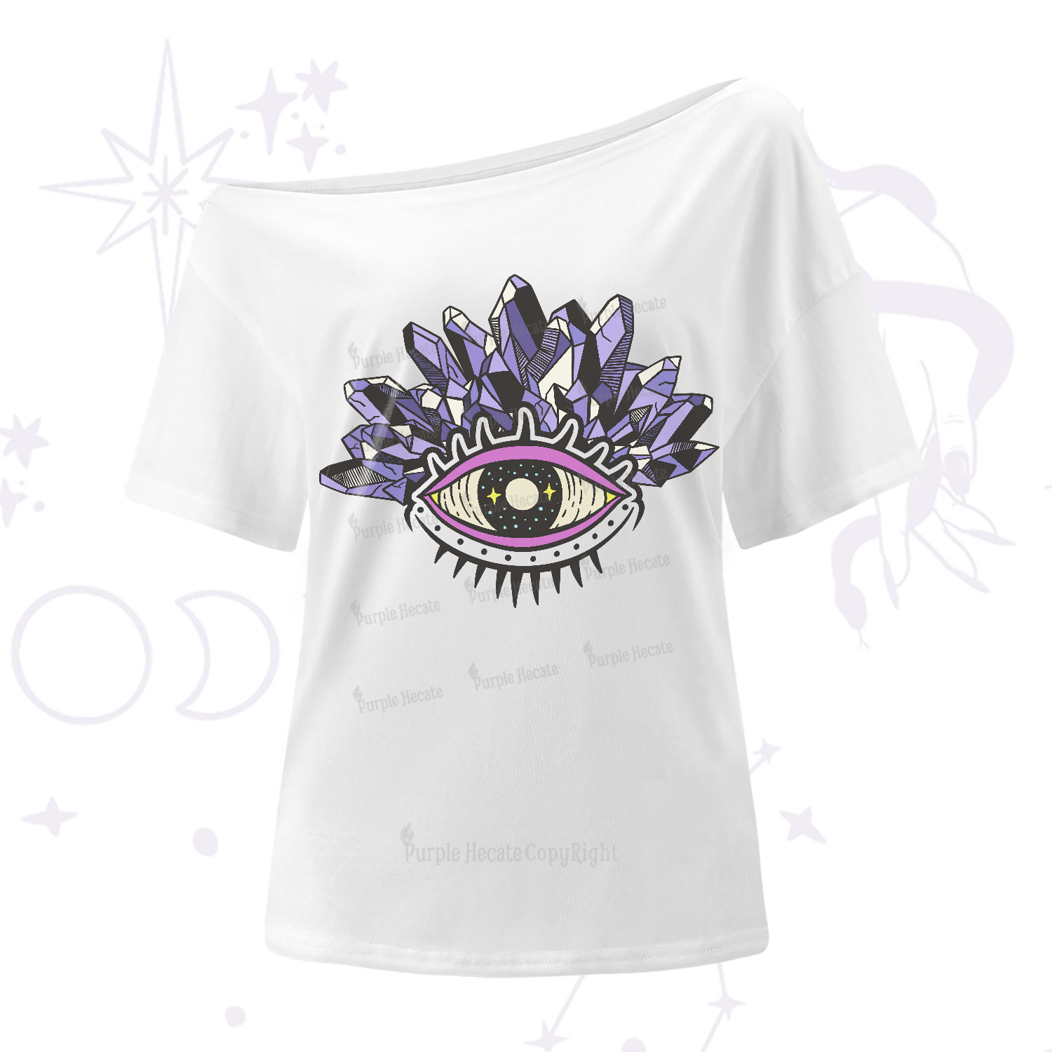 Purplehecate Crystal Eye One-Shoulder T-Shirt