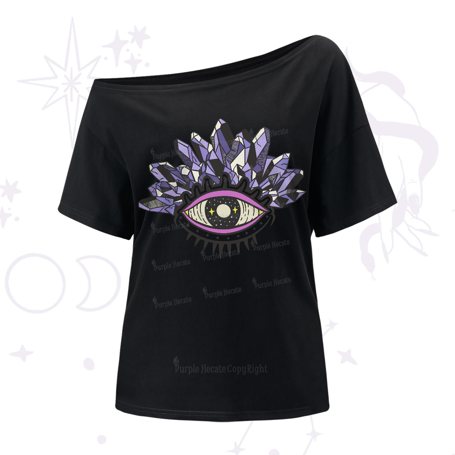 Purplehecate Crystal Eye One-Shoulder T-Shirt
