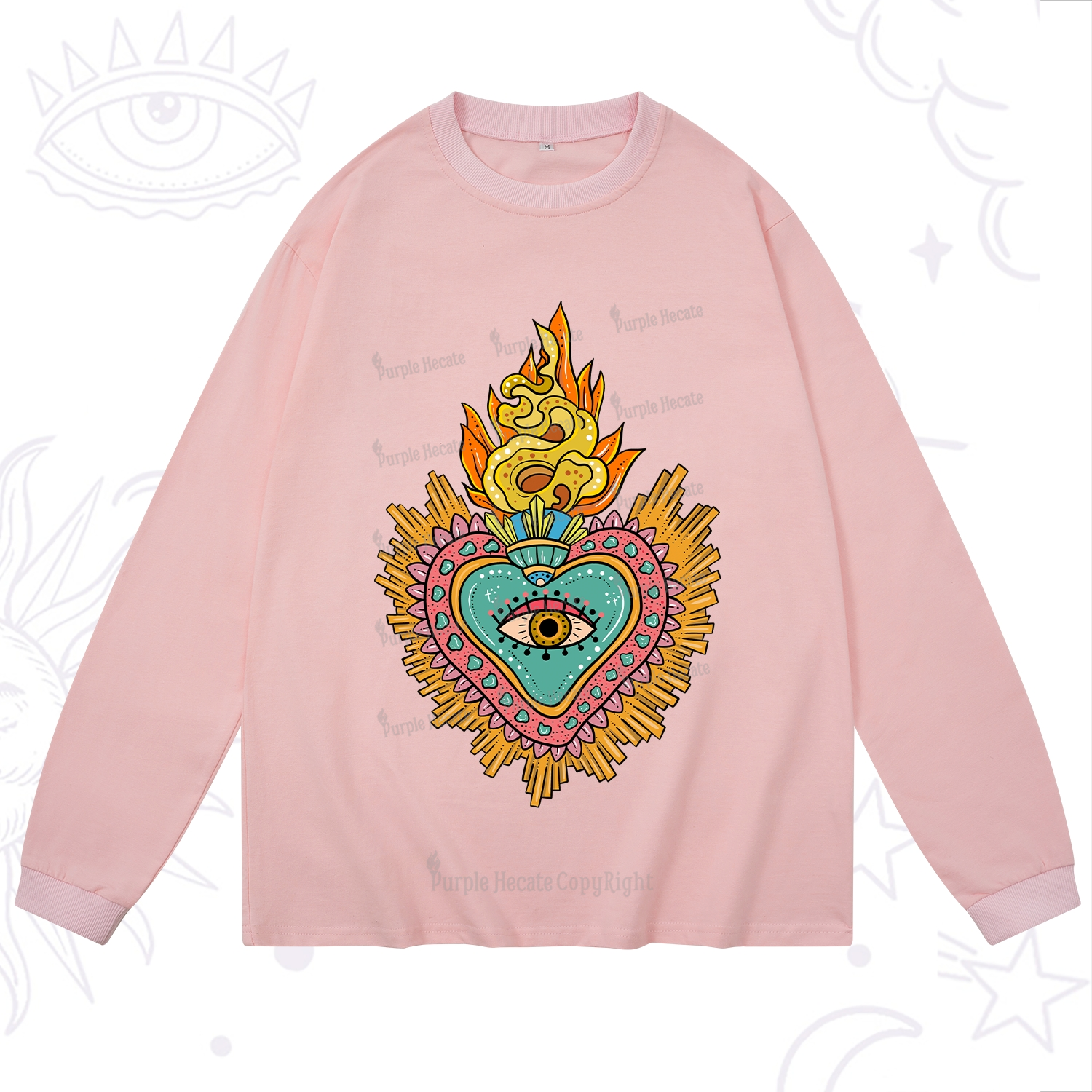 Purplehecate Rainbow Sacred Heart Long Sleeve T-Shirt