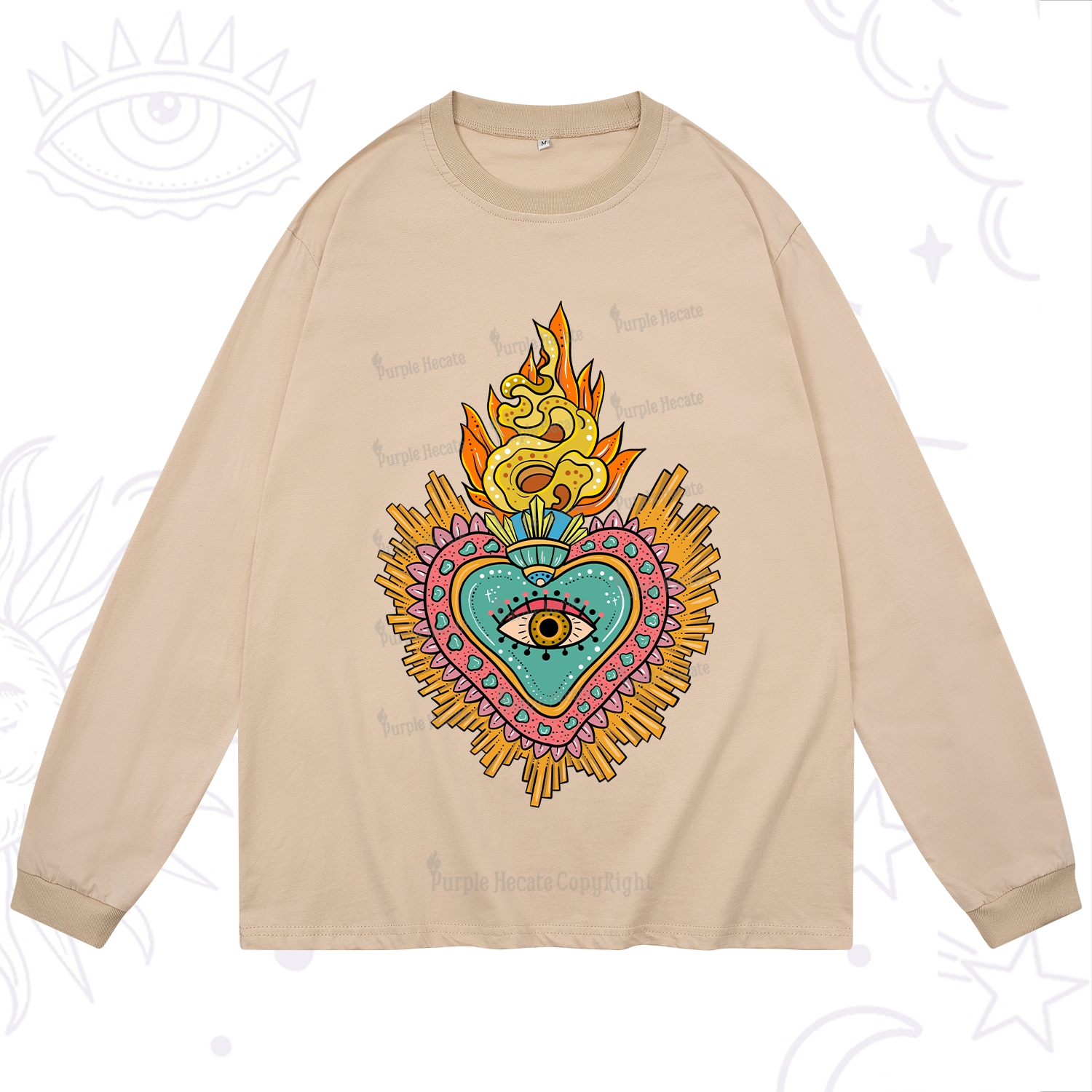 Purplehecate Rainbow Sacred Heart Long Sleeve T-Shirt