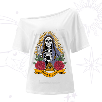 Purplehecate Blessed And Stressed One-Shoulder T-Shirt