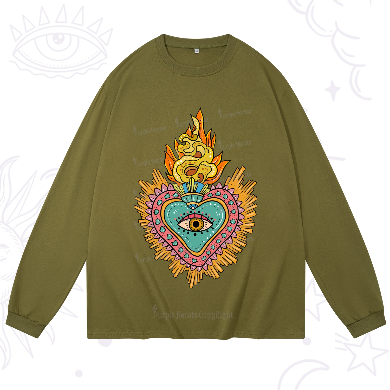 Purplehecate Rainbow Sacred Heart Long Sleeve T-Shirt