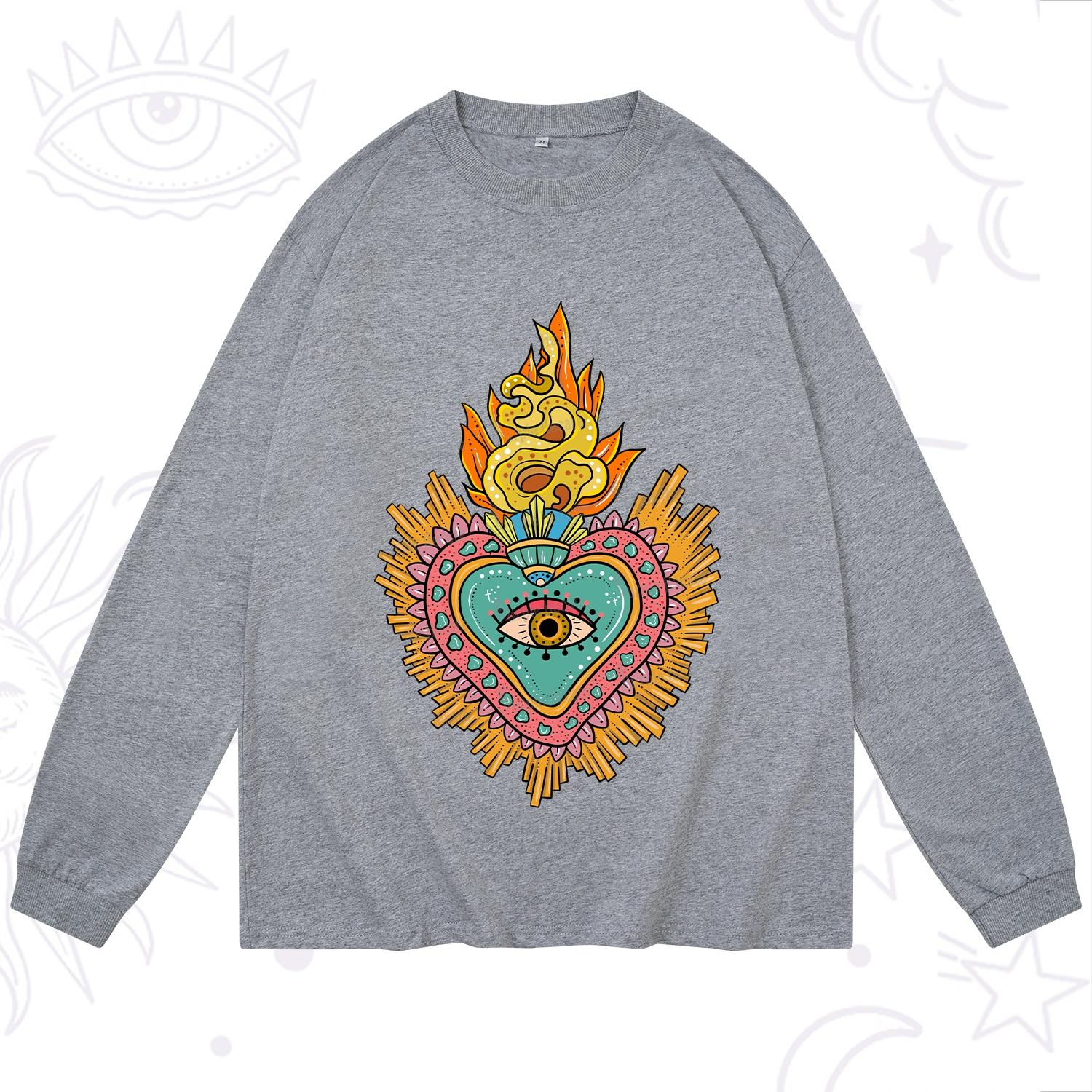 Purplehecate Rainbow Sacred Heart Long Sleeve T-Shirt