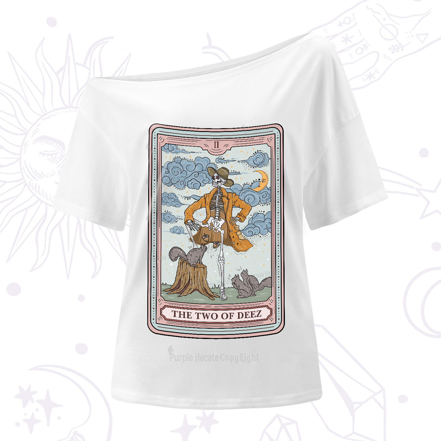 Purplehecate The Two Of Deez Tarot One-Shoulder T-Shirt